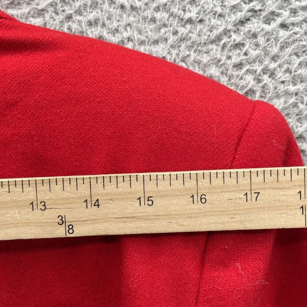 Vintage Lynn Green Wool Blazer Women 10 Red Gold Button Corpcore Career Business